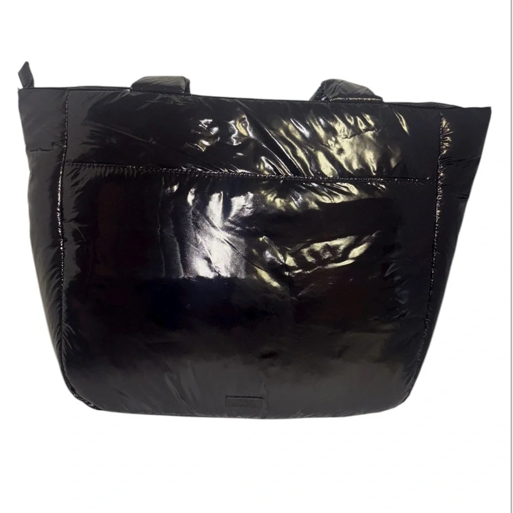 Vince Camuto Tote Quilted Black Nylon Puffer Tote Bag Leesa Shoulder Bag Zip Top - Picture 4 of 16